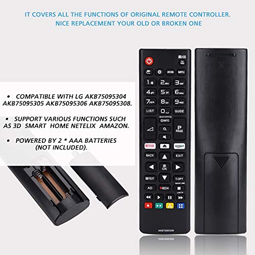 OKBY Nuevo Control Remoto de Repuesto para TV: Control Remoto liviano y portátil para Uso doméstico, Distancia de Control Remoto de hasta 8 Metros (NO Incluye batería)