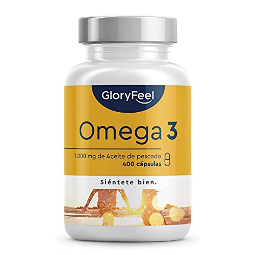 Omega 3 Aceite de Pescado - 400 Cápsulas de Omega 3 en forma de triglicéridos (Suministro para 14 meses) - 1000mg por Cápsula - Con ácidos grasos Omega 3 EPA y DHA
