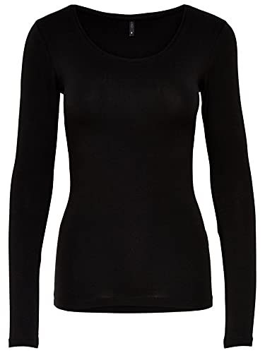 Only Onllive Love Life L/s Oneck Top Noos Jrs Camiseta, Negro, XS para Mujer