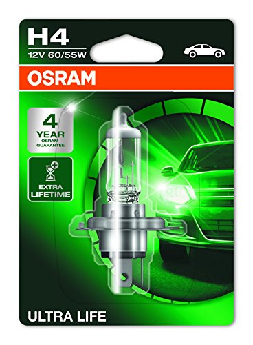OSRAM ULTRA LIFE H4, lámpara para faros halógena, 64193ULT-01B, automóvil de 12 V, ampolla individual (1 unidad)