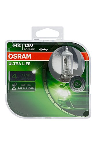 OSRAM ULTRA LIFE H4, lámpara para faros halógena, 64193ULT-HCB, automóvil de 12 V, caja doble (2 unidades)