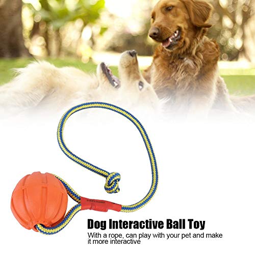 Pelota de Cuerda para Mascotas, 6 cm EVA portátil Adiestramiento de Perro Mascota Masticar Juguetes interactivos Resistentes a mordeduras Cuerda portadora Bola de Goma Indestructible(Naranja)