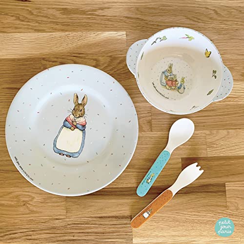 Petit Jour Paris - Cuenco con asas Peter Rabbit - para un desayuno saludable, multicolor