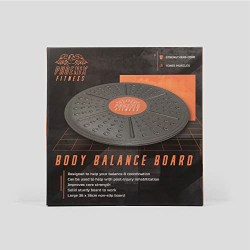 Phoenix Fitness RY1012 Tabla De Equilibrio corporal - Tabla Oscilante Antideslizante - Fuerza Central, Rehabilitación, Estabilidad, 36 cm Negro