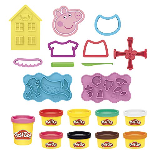 Play-Doh Stylin Set con 9 latas de Compuesto de Modelado no tóxico y 11 Accesorios, Juguete Peppa Pig para niños de 3 años en adelante, Multicolor