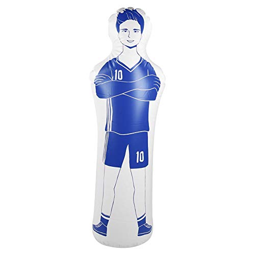 Portero simulado de Entrenamiento de fútbol Inflable con Saco de Boxeo de PVC de 0.35 m para prácticas de fútbol y taladros de Paso de Pared de Goteo (62.99 × 15.75 Pulgadas)(Azul)