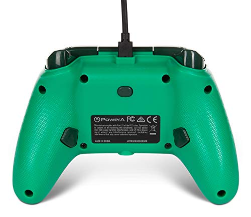 Power A - Mando con Cable, Salida de Audio y Botones programables, de Color Verde Green Inline para Xbox One, Xbox Serie X y Windows 10 (Xbox Series X)