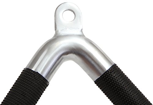 POWRX Barra Profesional para bíceps y tríceps »V Bar« - Ideal para máquinas de Cable y multigyms - Asa de tracción con Agarre Antideslizante y articulación Fija (Plata)