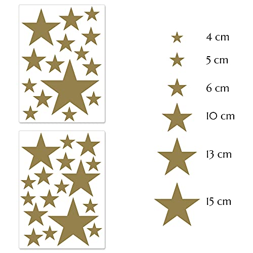PREMYO 32 Estrellas Pegatinas Pared Infantil - Vinilos Decorativos Habitación Bebé Niños - Fácil de Poner Oro