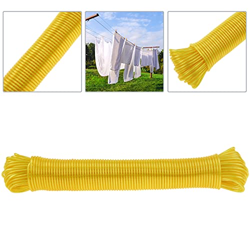 PrimeMatik - Cuerda de tendedero de PVC con núcleo de Polipropileno 30 m x 3 mm Amarilla