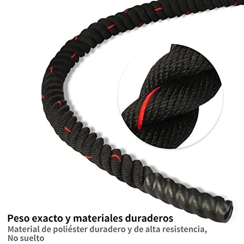 PROIRON Cuerda De Batalla 9m 12m Battle Rope para Entrenamiento Físico, 38mm diámetro Negro