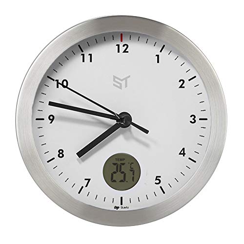 PROMO SHOP Gran Reloj de Pared Metalico Personalizado con Strongman · Mecanismo Silencioso Sweep · Reloj Cocina Pared con Termometro · Incluye Caja de Individual