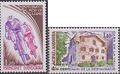 Prophila Collection Andorra - francés Correos 309,310 (Completa.edición.) 1980 Radmeisterschaft, Ayuntamiento (Sellos para los coleccionistas) Bicicletas
