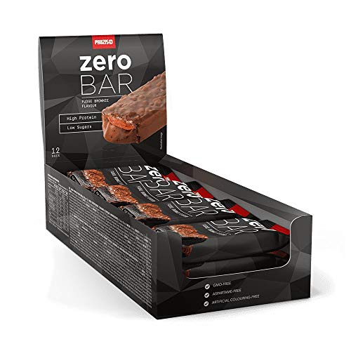 Prozis Zero Bar, Barrita con bajo contenido en azúcares, Brownie de dulce de leche - 12 x 40 g