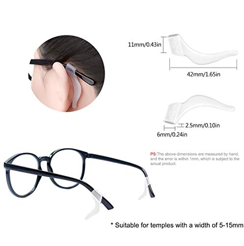 PTSLKHN - 10 pares de ganchos de silicona suaves y cómodos para gafas, retenedores de manga para gafas, gafas de sol, gafas de lectura (transparente)