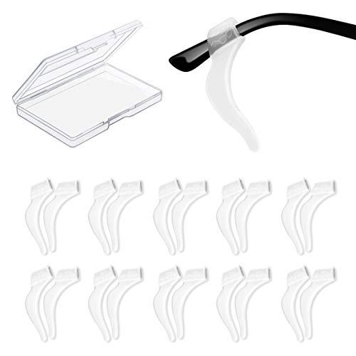 PTSLKHN - 10 pares de ganchos de silicona suaves y cómodos para gafas, retenedores de manga para gafas, gafas de sol, gafas de lectura (transparente)