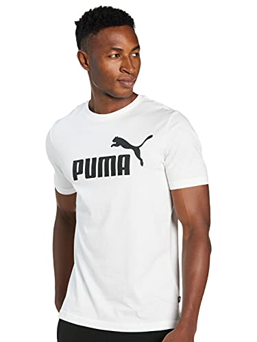 PUMA ESS Logo tee Camiseta, Hombre, Blanco, L