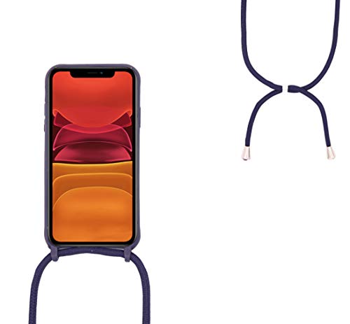Ququcheng Funda Compatible con iPhone X/XS,Ajustable Collar Correa de Cuello Cordón Cuerda Carcasa TPU Bumper Silicona Skin Caso para iPhone X/XS-Negro