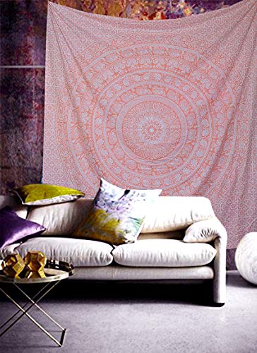 Raajsee Tapiz dorado metálico para colgar en la pared, mandala, bohemio, decoración de dormitorio, tapices hippie, ropa de cama bohemia, colcha, esterilla de yoga