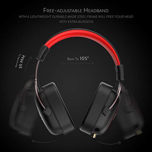Redragon H510 Zeus 2 - Cascos Gaming - Audio de Alta Definición + Potentes Bajos - Cascos con Micrófono para PC, Móvil, PS4 - Sonido 7.1 + Software descargable