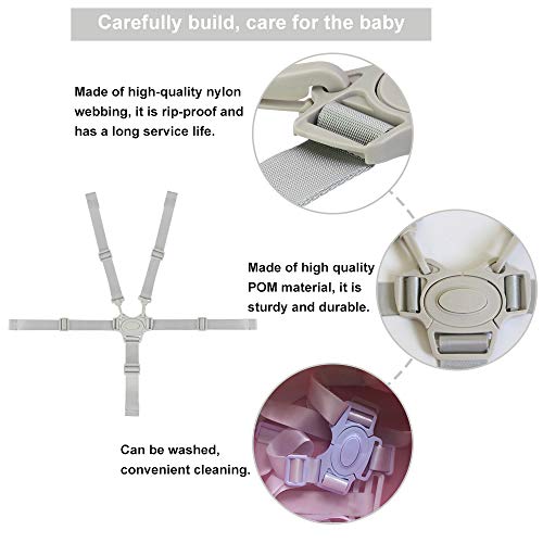 RMENOOR Cinturón de seguridad para bebés Correas de arnés de 5 puntos Arnés de silla alta Correas universales para silla alta Correa de seguridad para bebés Arnés ajustable