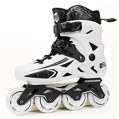Roller Blades Adultos Hombres Mujeres Zapatos De Skate En Línea Patinaje De Velocidad Profesional CNC Soporte De Engrosamiento De Aleación De Aluminio Tres Capas De Protección,White-40