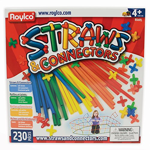 Roylco Straws and Connectors Building Kit - 8 inches - Pack of 230 - Assorted Colors by Roylco