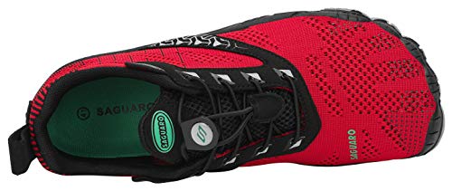 SAGUARO Hombre Mujer Barefoot Zapatillas de Trail Running Escarpines de Deportes Acuaticos Transpirable Calzado Minimalista para Fitness Entrenamiento Gimnasio, Rojo Cereza 45 EU