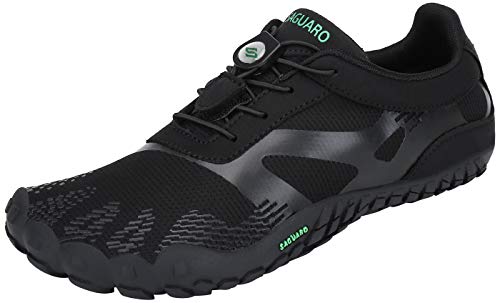 SAGUARO Hombre Mujer Barefoot Zapatillas de Trail Running Minimalistas Zapatillas de Deporte Fitness Gimnasio Caminar Zapatos Descalzos para Correr en Montaña Asfalto Escarpines de Agua, Negro, 36 EU