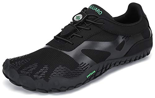 SAGUARO Hombre Mujer Zapatos Minimalistas Comodas Respirable Zapatillas de Trail Running Ligeras Calzado Barefoot Antideslizante para Gimnasio Fitness Senderismo Montaña, Negro 45 EU
