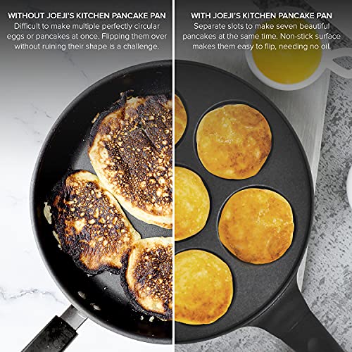 Sarten tortitas de 7 agujeros, sartén para panqueques antiadherente de aluminio liviano, sarten crepes induccion de 26.5 cm para huevos, panqueques, crepes y más.