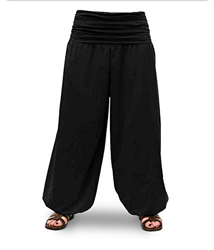 Savari Pantalones Yoga Meditacion Bombachos Unisex Hombre y Mujer Negro Blanco Gris Marino Vino (Negro, M)