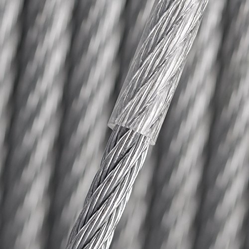Seilwerk STANKE 1 m Cuerda de Acero Inoxidable en la Capa de PVC 4 mm Cuerda de Acero Inox V4A A4 Cuerda Acero Noble