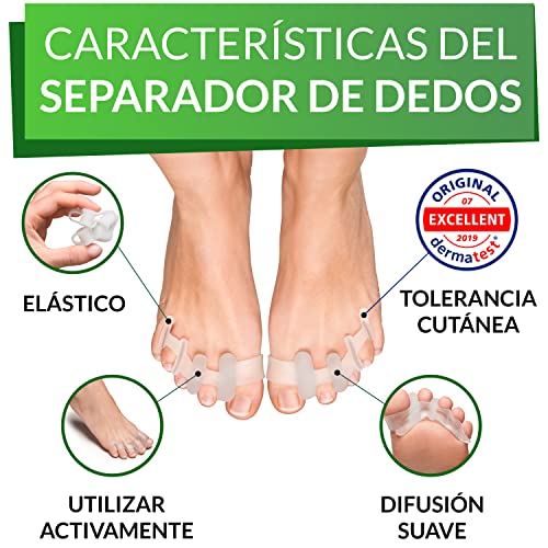 Separador Dedos Pie [4x] para todos los pies, 2 pares diferentes, silicona mejorada, 0% BPA, un tamaño para todos - silicona gel