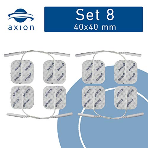 Set de 8 electrodos cuadrados pequeños de 4x4 cm axion | Para su aparato electroestimulador TENS EMS | Parches adhesivos tens ems para usos universales