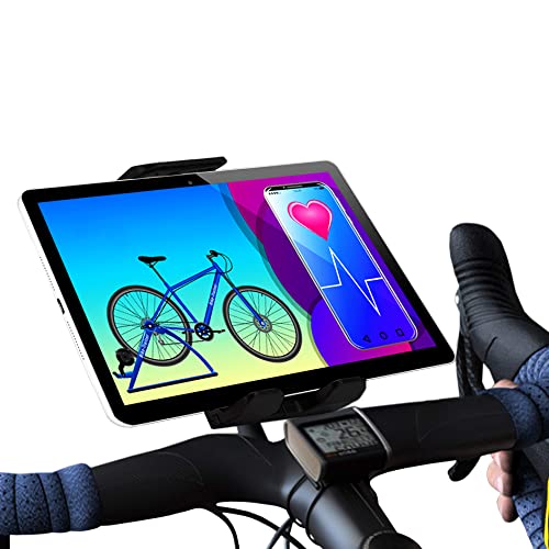 Soporte Tablet Bicicleta estatica Universal Compatible con Todos los tamaños de Tablets pc y manillares Soporte Tablet Bicicletas estaticas Bicicleta Spinning eliptica Indoor Bici estatica