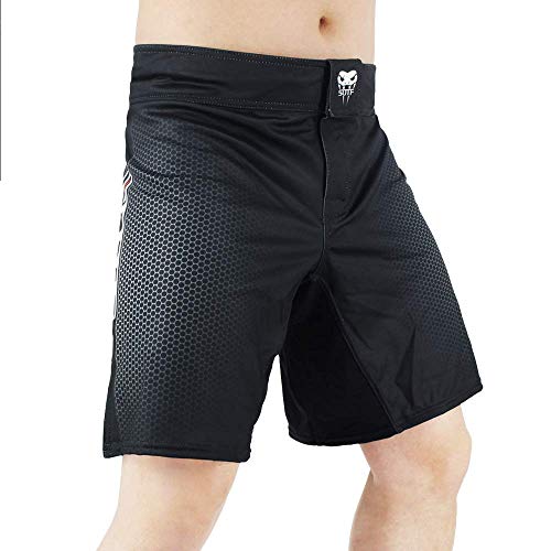 SOTF Pantalones cortos de boxeo para hombres de entrenamiento de lucha de hombres cortos MMA BJJ pantalones cortos No Gi, Negro, X-Large