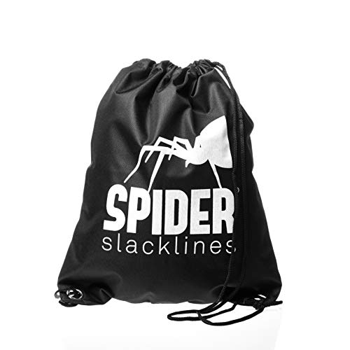 SPIDER SLACKLINE TKS03 - Slackline Kit Trick Line - Entrenamiento y Equilibrio, Caminata y Freestyle - Trinquete, Protector, Bolsa - para Principiantes y Slackliners Expertos - Longitud 25 m