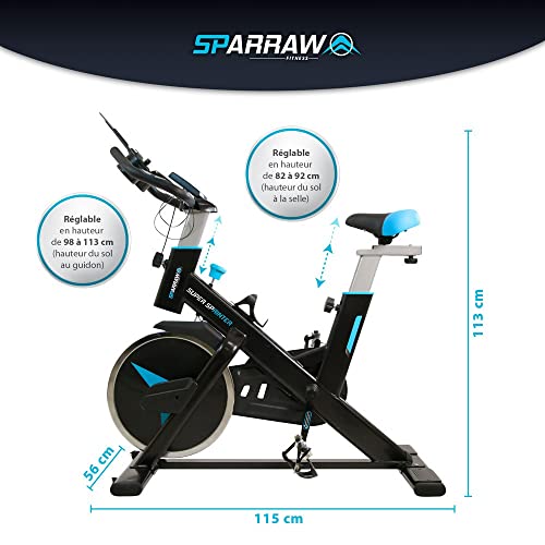 Spinning SUPER SPRINTER - Bicicleta estática con rueda de inercia de 18 kg y resistencia manual magnética, cardio y fitness