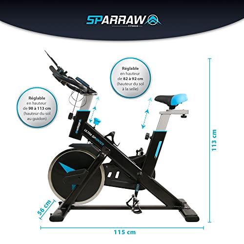 Spinning ULTRA SPRINTER - Bicicleta estática con rueda de inercia de 22 kg y resistencia manual magnética, cardio y fitness