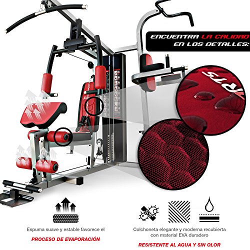 Sportstech HGX200 Multiestación musculación Premium 45en1 sirve para innumerables posibilidades de entrenamiento. Máquina de pesas con torre de tracción
