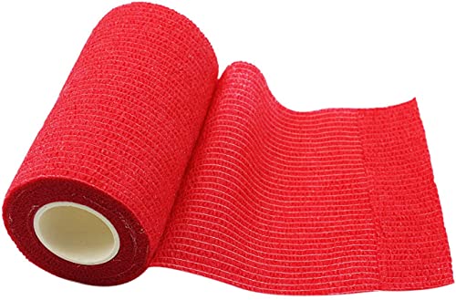 Sumedtec - Venda cohesiva de 5 cm x 4.5 m, vendas autoadhesiva para esguinces e hinchazón, Suministros Médicos de Primeros Auxilios para Protección Deportiva (Roja)