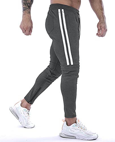 Suwangi Pantalones Deportivos Running para Hombre Jogger Gimnasio Fitness Entrenamiento Pantalon Largos Chándal Bolsillo Cremallera