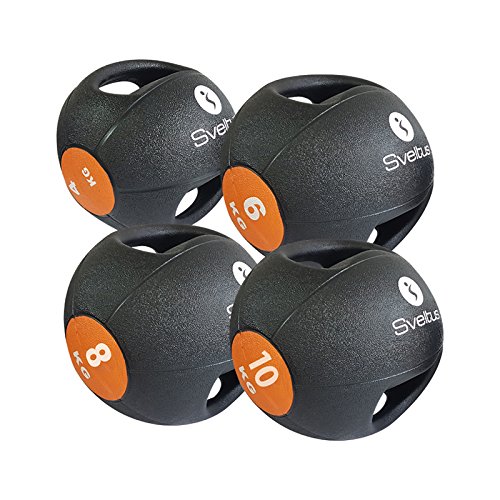 Sveltus Médecine Ball 4kg Avec poignées Balón Medicinal, Unisex Adulto, Negro/Naranja, (poids Disponibles: 4, 6, 8 et 10 kg) (4)