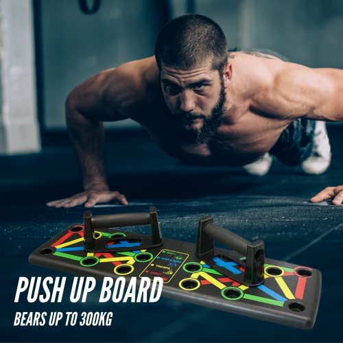 Tabla de Flexiones Multifuncional 14 en 1. Push-Up Rack Board. Tabla Push Up Plegable con Asas para Entrenamiento Muscular, Ejercicios en Casa.