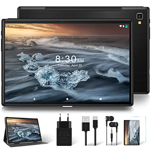 Tablet 10 Pulgadas Android 11 Original, 4GB RAM Brillo Alto IPS Tablet Octa-Core/1,6 GHz/Batería de 6000mAh/Bluetooth/64GB Ampliables hasta 128 GB-Negra