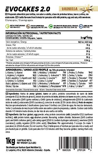 Tortitas Proteicas de HSN Evocakes 2.0 | Sabor Vainilla 1 Kg = 10 Tomas por Envase | Protein Pancake: Preparado de Tortitas de Avena + Claras + Whey | Tortitas Fáciles y Rápidas de Hacer