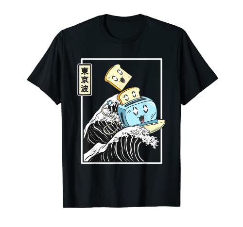 Tostadora Feliz Tostadora De Mantequilla Kanagawa Wave Kawaii Estética Camiseta