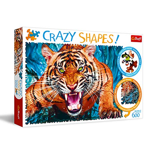 Trefl in Auge mit einem Tiger 600 Teile, Crazy Shapes, Premium Quality, für Erwachsene und Kinder AB 10 Jahren Puzle, Color Coloreado (11110)