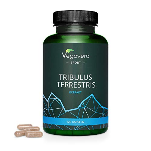 Tribulus Terrestris Vegavero SPORT® | 1800 mg con 90% Saponinas | El Único Sin Aditivos | Precursor de Testosterona + Suplementos Para Hombres | 120 Cápsulas
